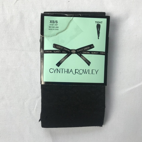 XS S Cynthia Rowley blk tights hosiery - Picture 2 of 4